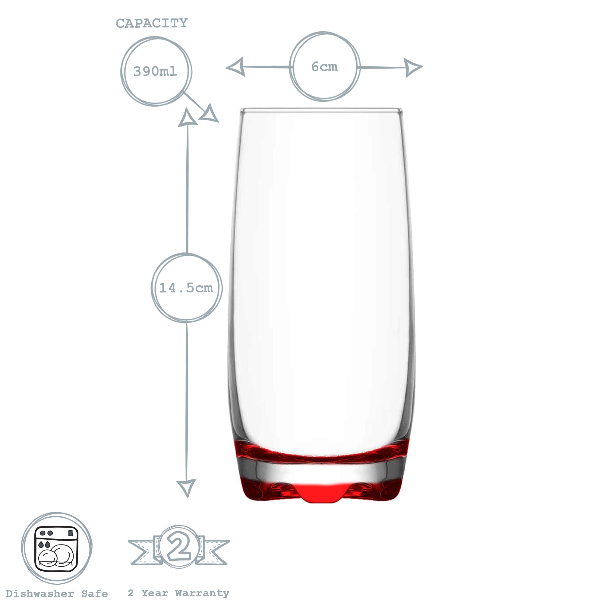 6 Piece Adora Rainbow Highball Glasses Set - 390ml