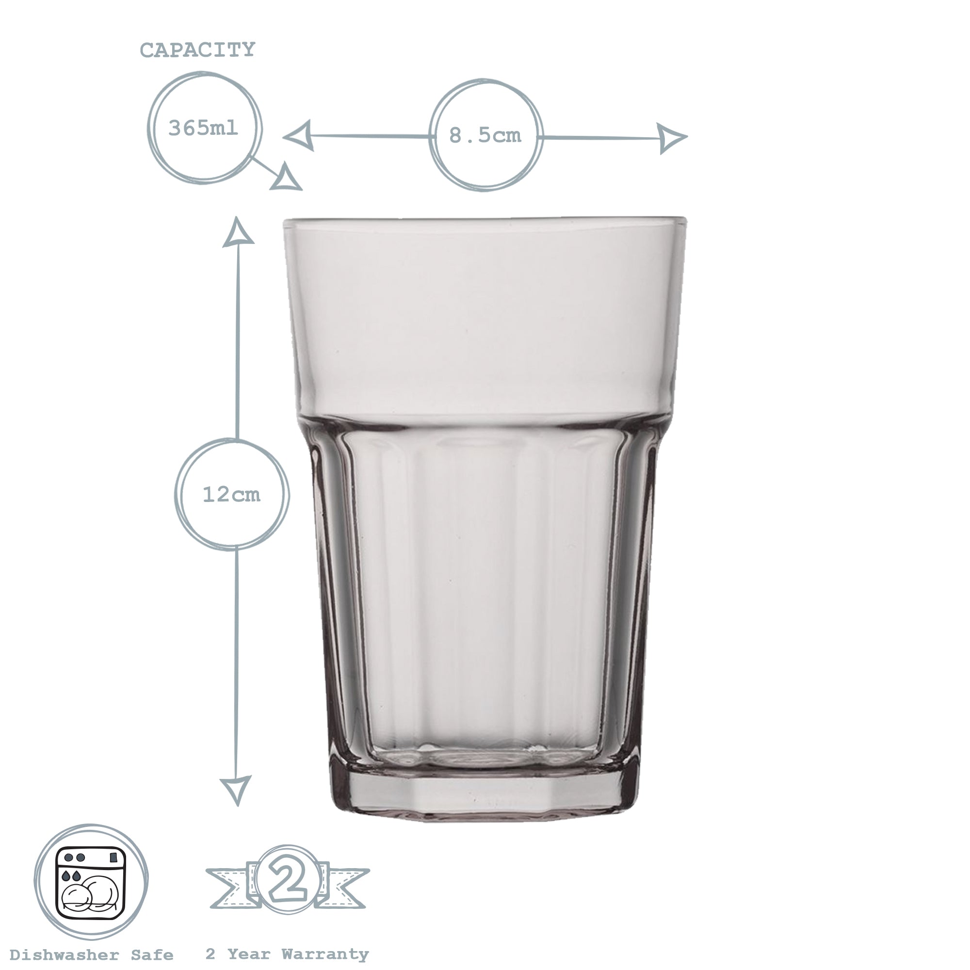 6 Piece Aras Pastel Highball Glasses Set - 365ml