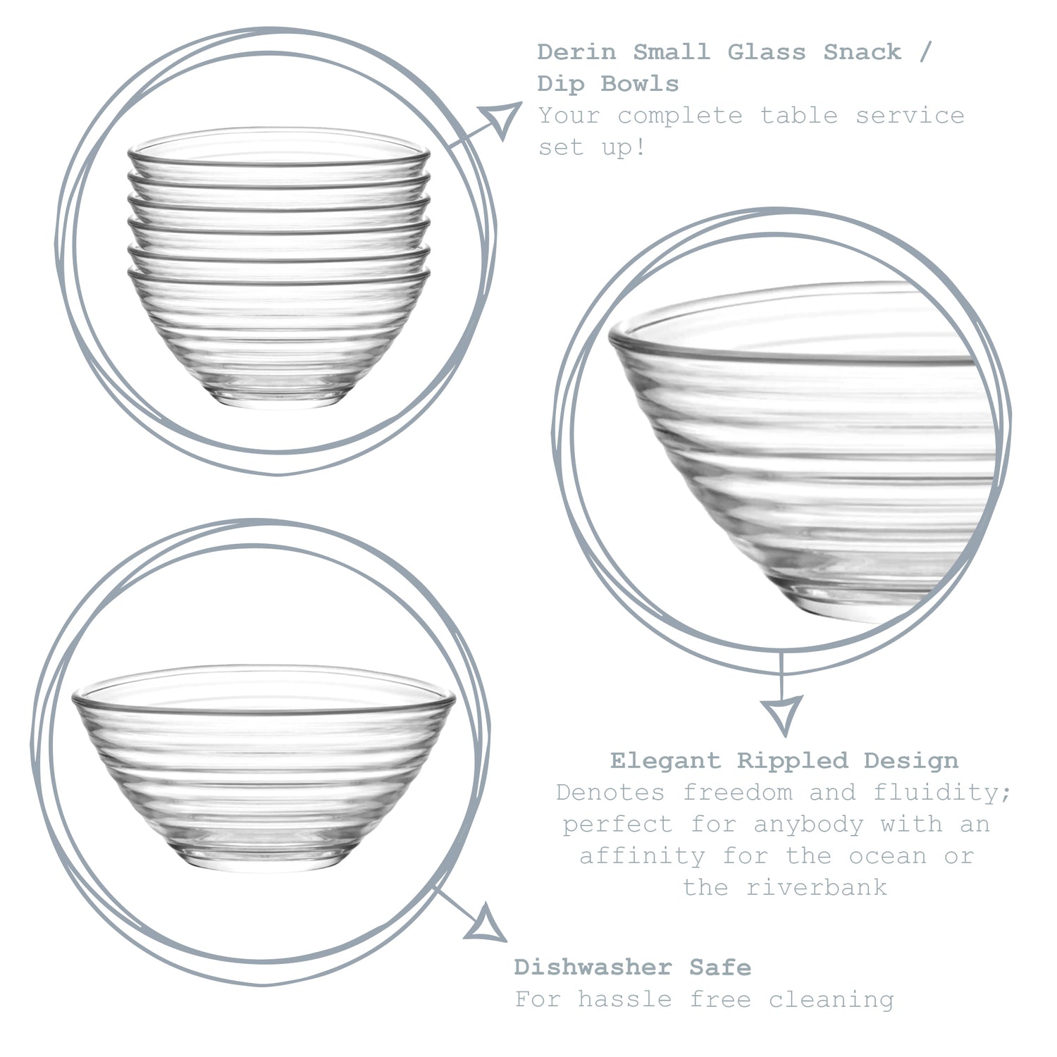 Derin Glass Serving Bowl - 7cm