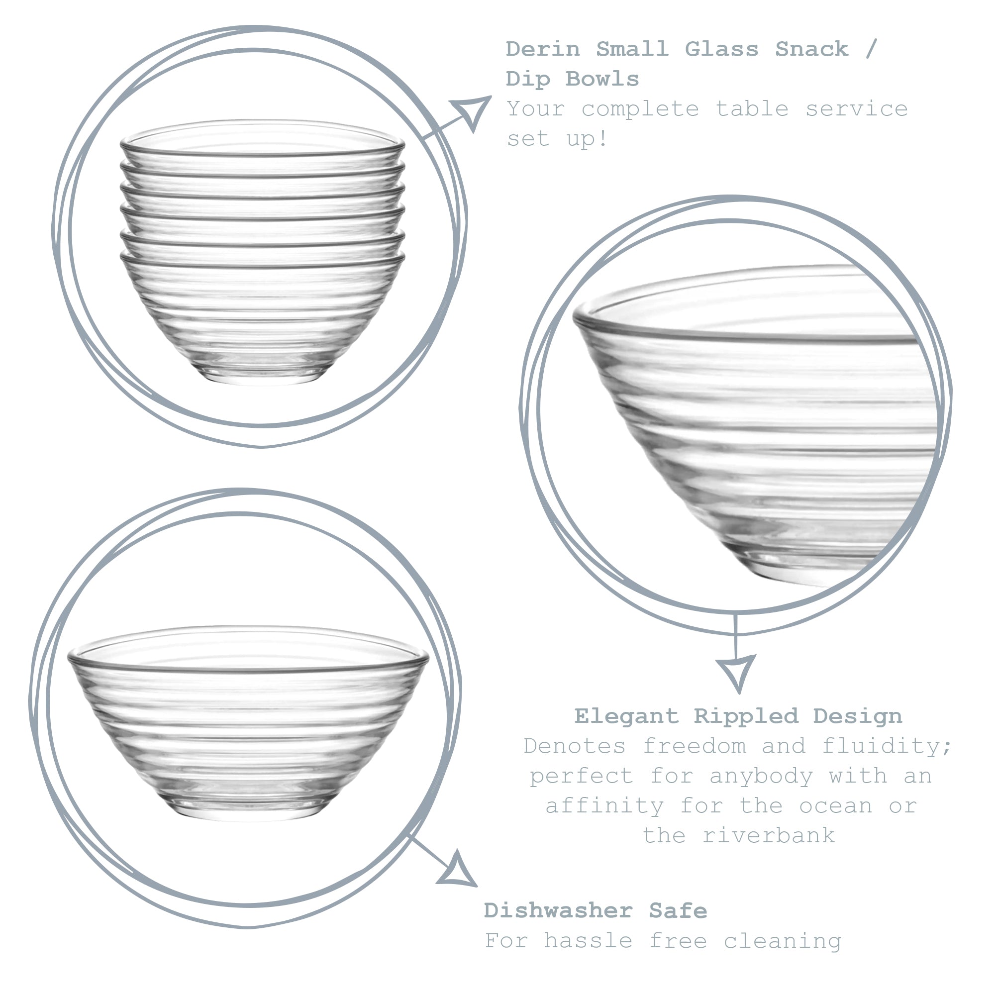 Derin Glass Serving Bowl - 7cm