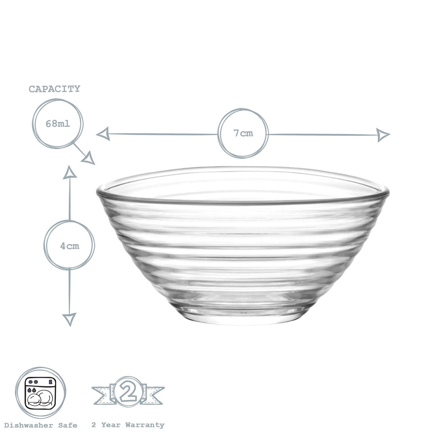 Derin Glass Serving Bowl - 7cm