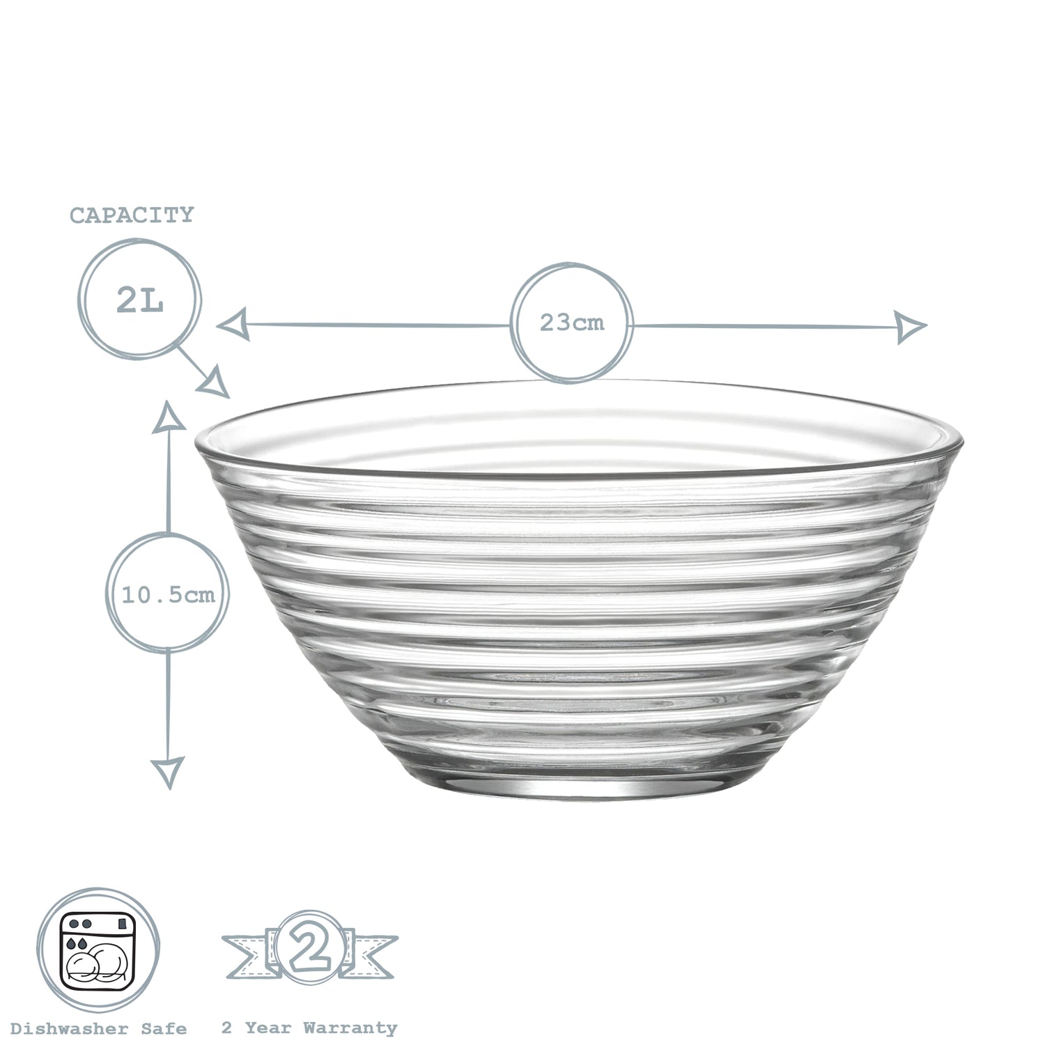 Derin Glass Serving Bowl - 23cm