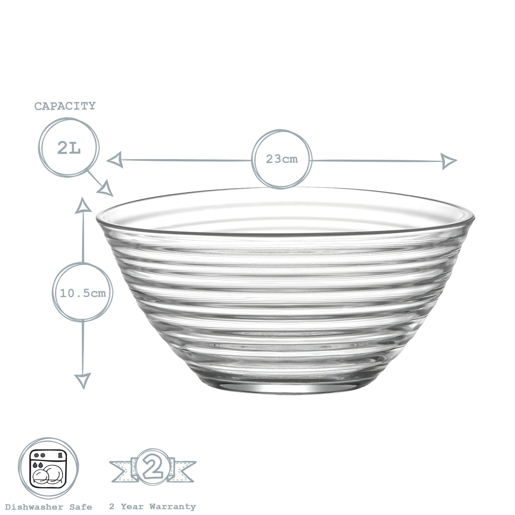 Derin Glass Serving Bowl - 23cm
