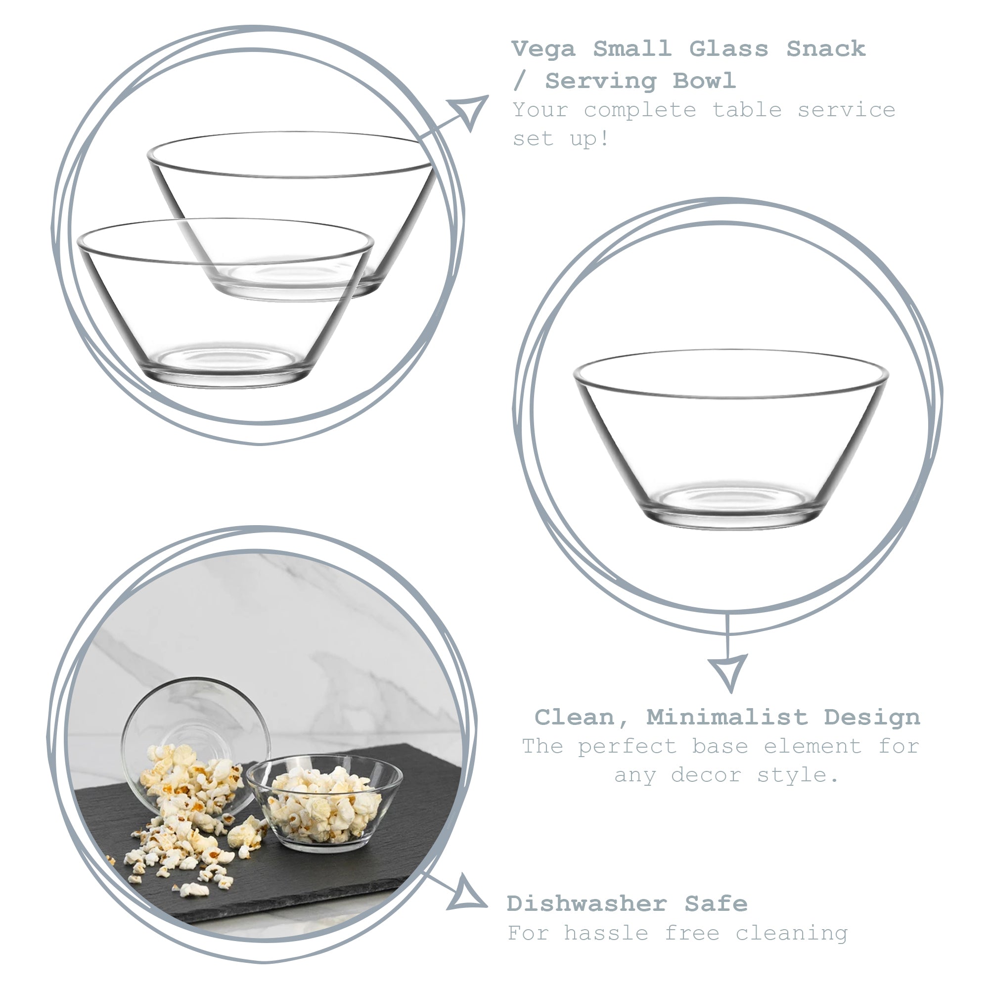 Vega Glass Serving Bowl - 10.5cm