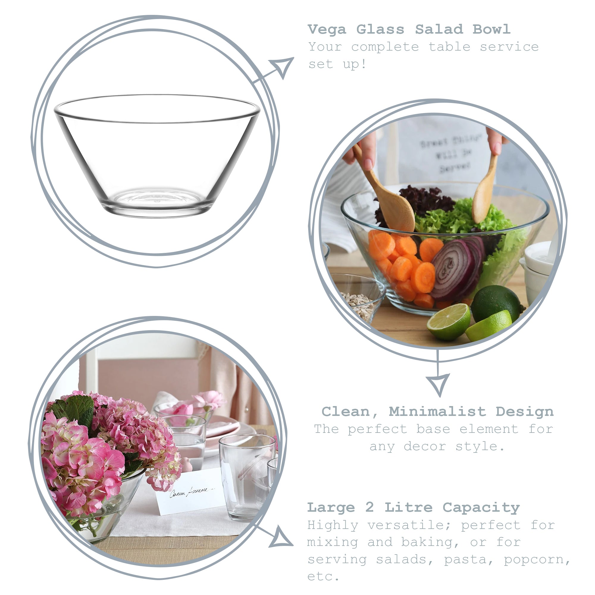 Vega Glass Serving Bowl - 22.5cm