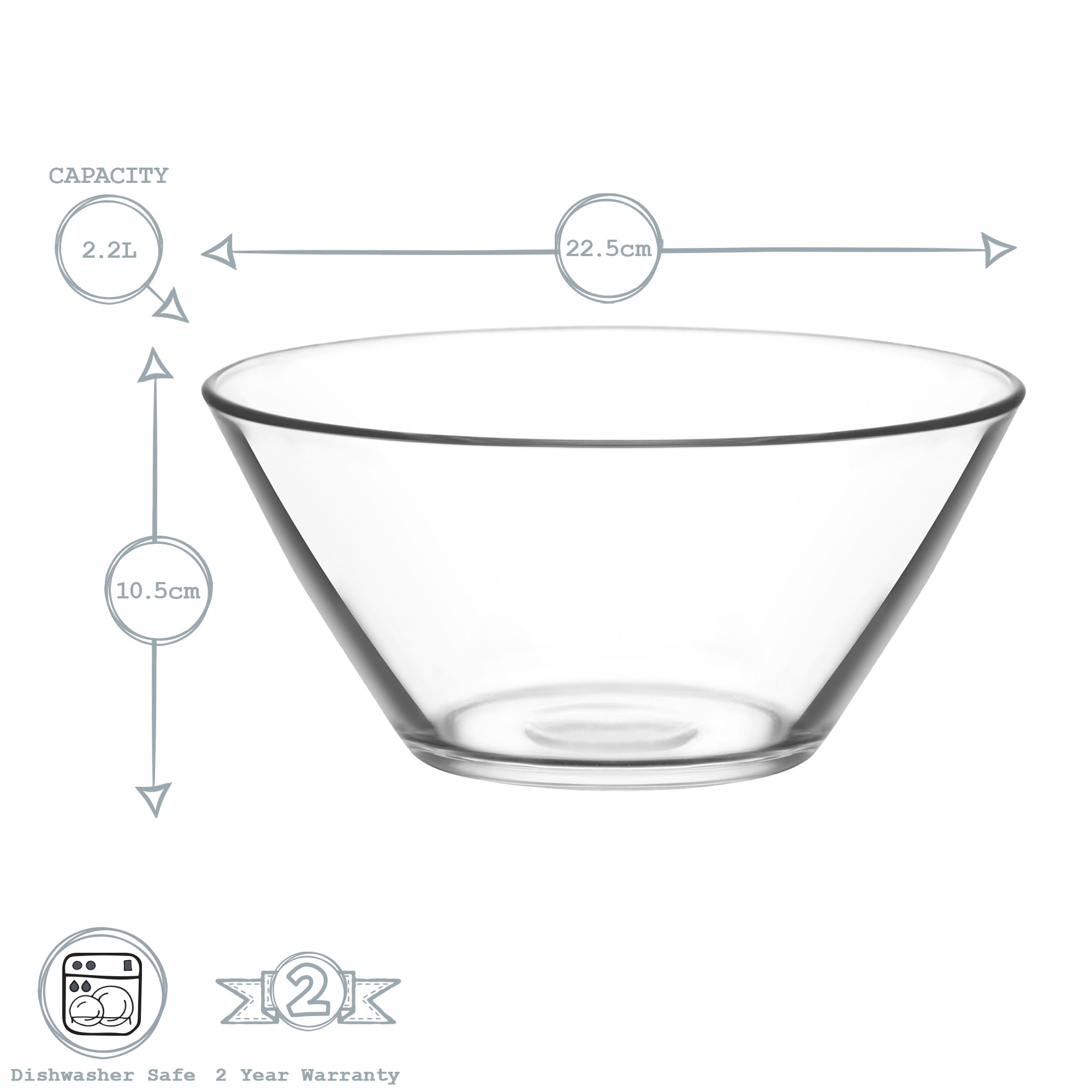 Vega Glass Serving Bowl - 22.5cm