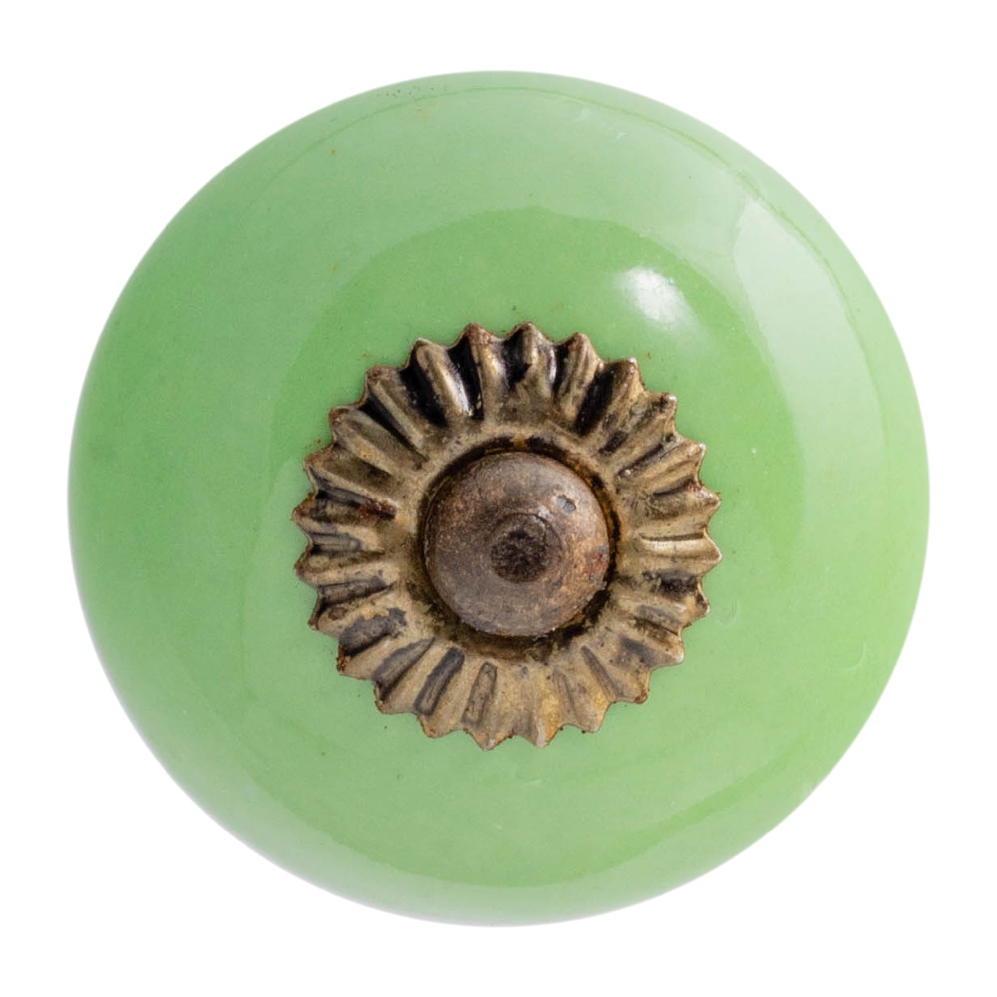 Nicola Spring Round Ceramic Drawer Knob - Green