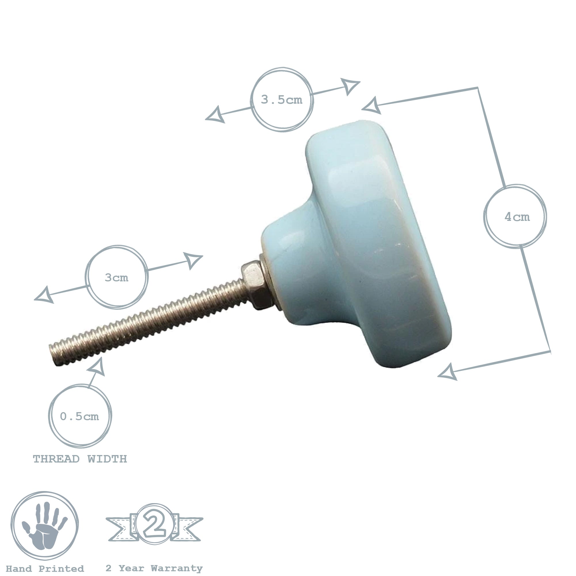 Ceramic Drawer Knob - Button - Blue