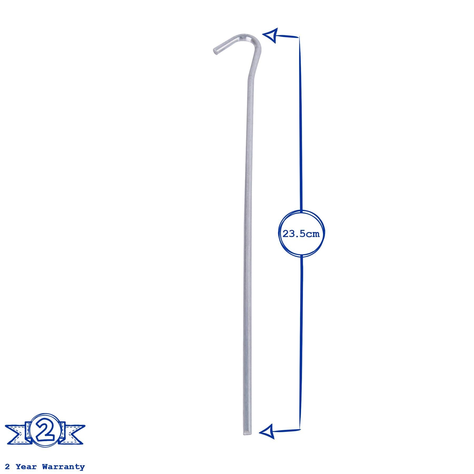 23.5cm Galvanised Metal Tent Pegs - Pack of 10