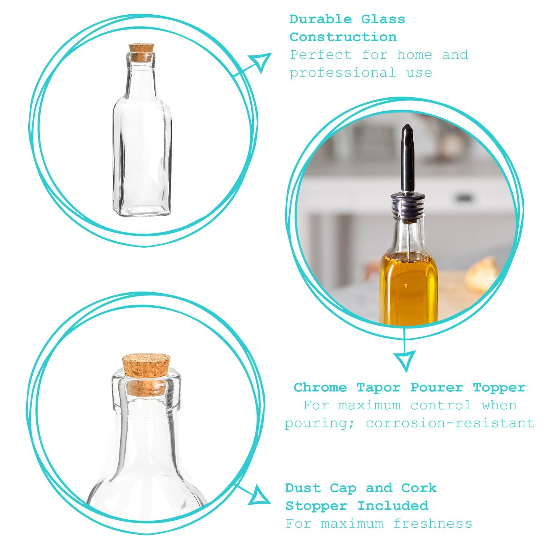 Olive Oil Pourer Bottle with Cork Lid - 170ml
