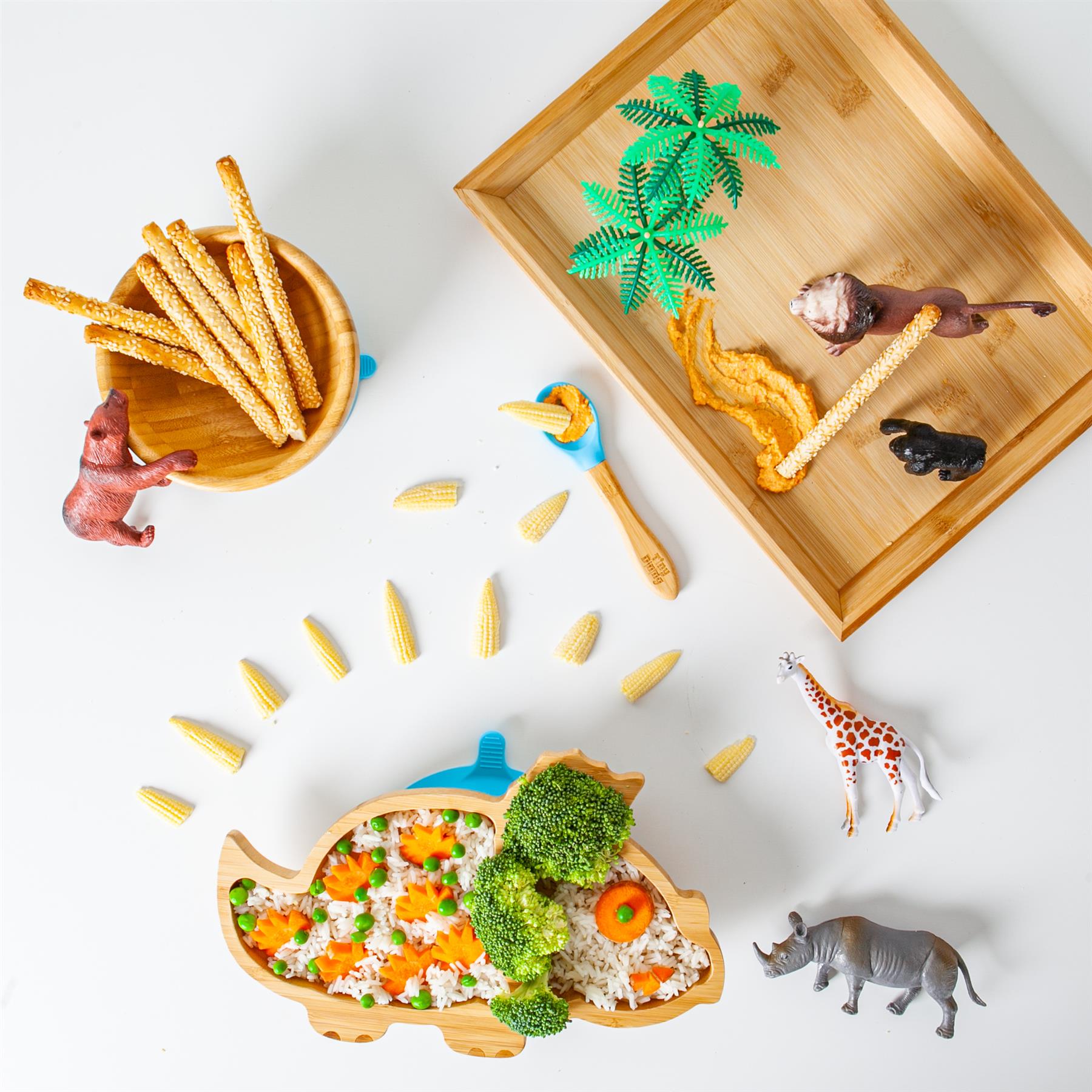 Kids Bamboo Suction Plate - Dinosaur - Brown