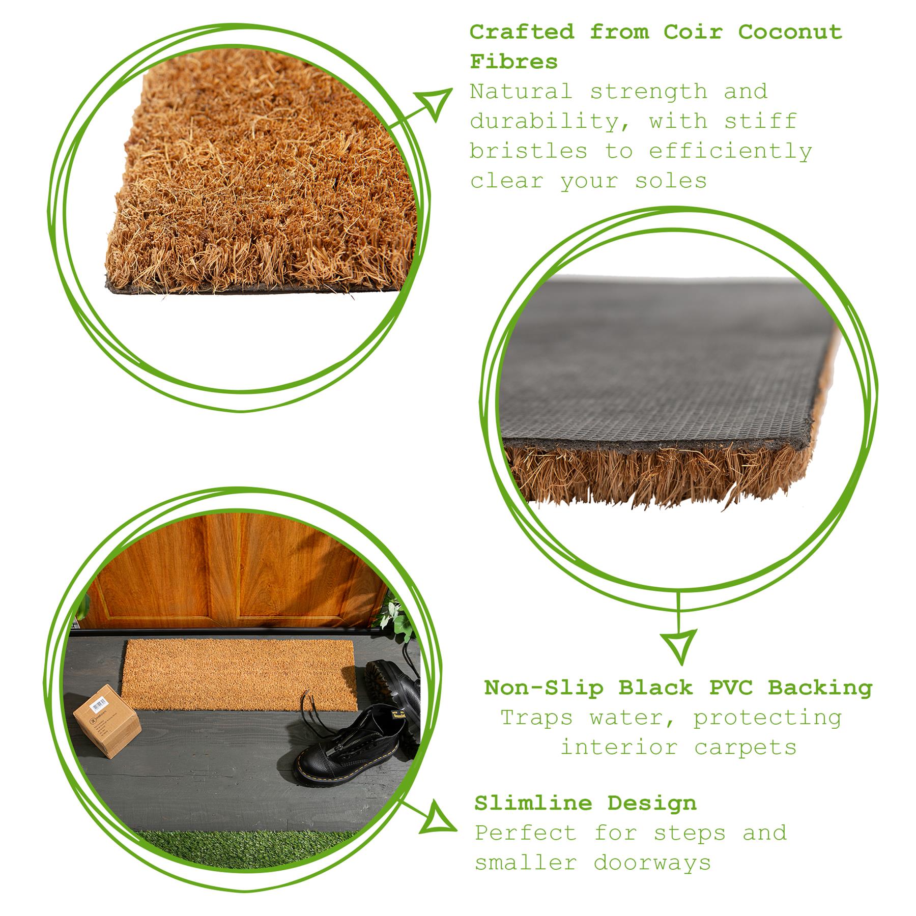 Coir Step Door Mat - 60 x 20cm - Plain