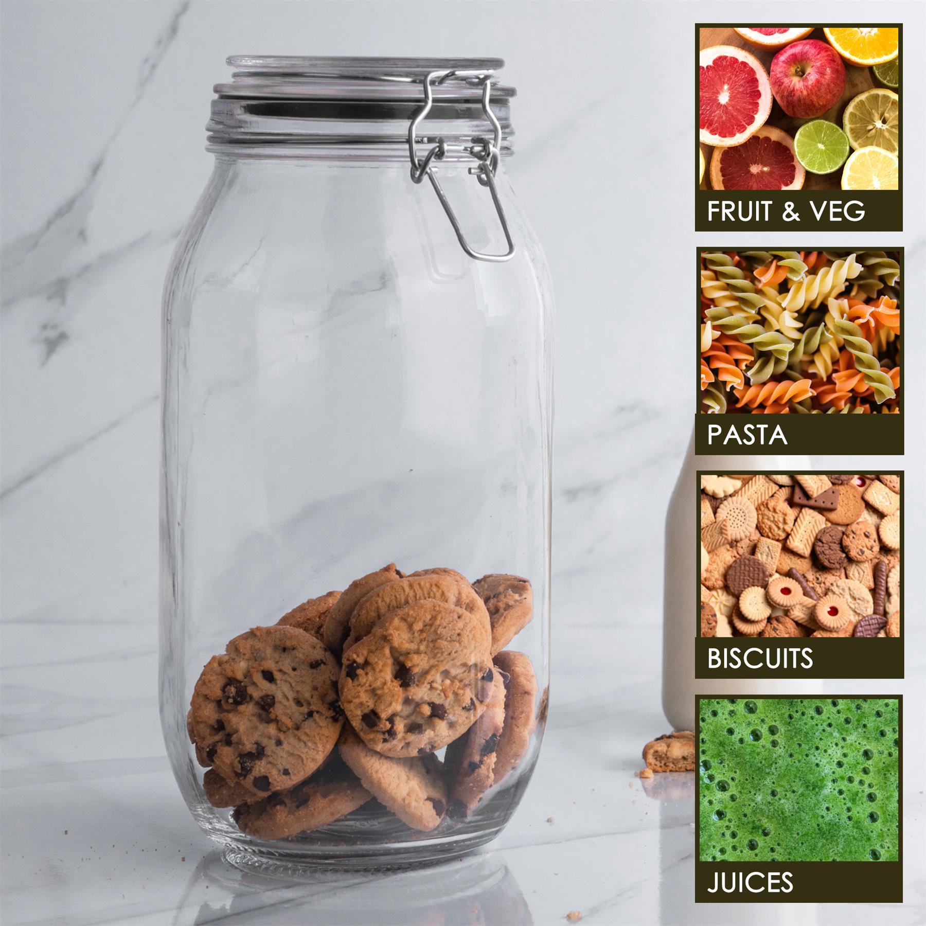 Glass Storage Jar - 2 Litre - Black Seal
