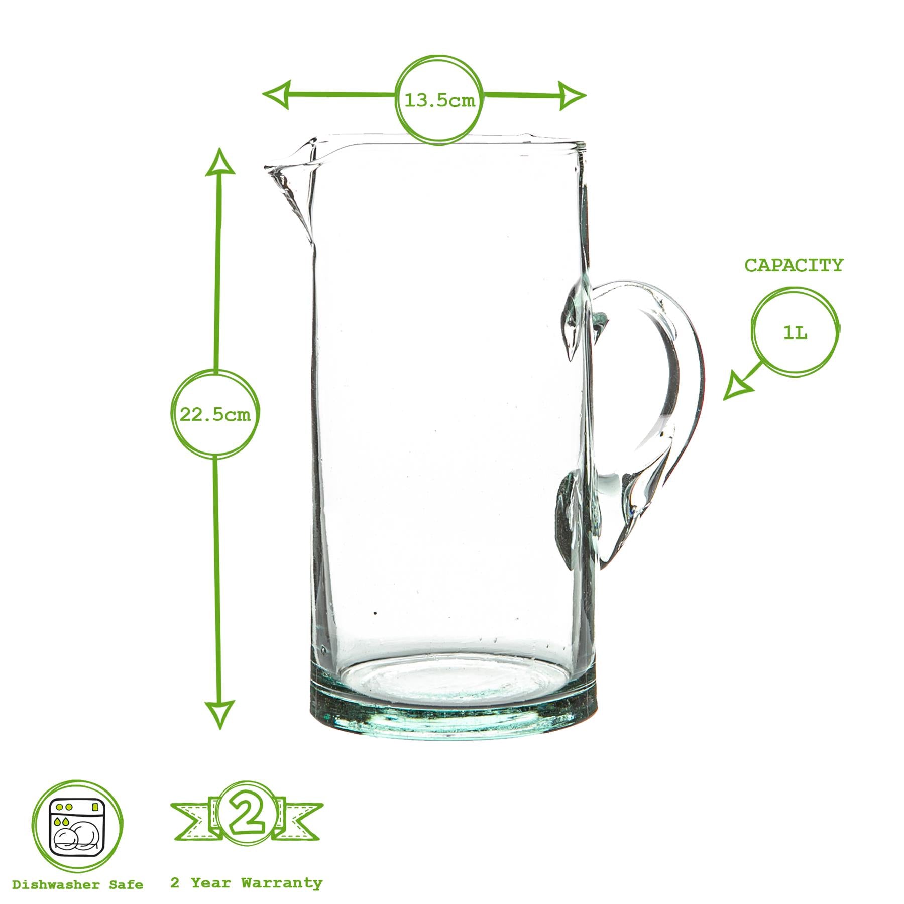Jebel Recycled Glass Jug - 1L - Clear