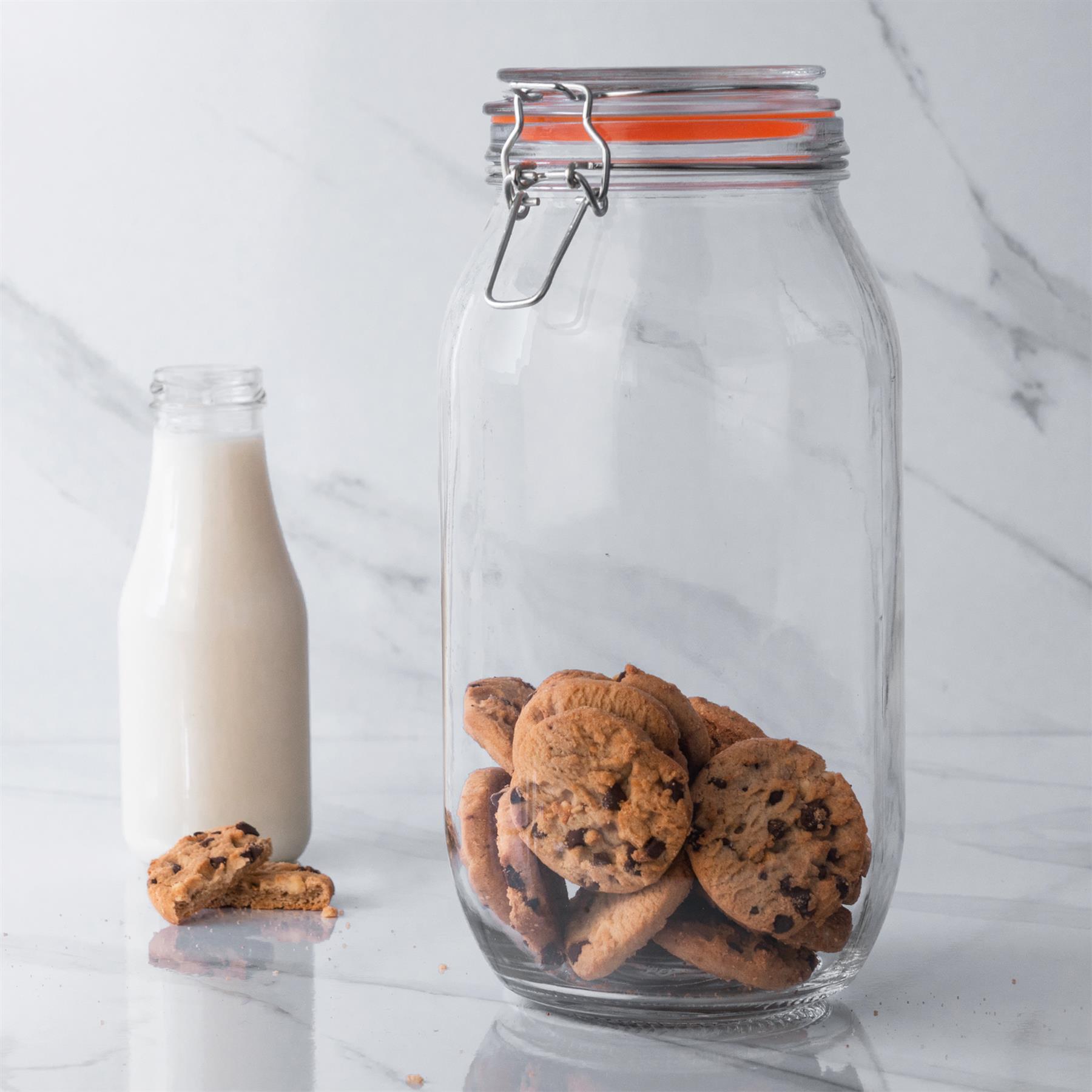 Glass Storage Jar - 2 Litre - Orange Seal