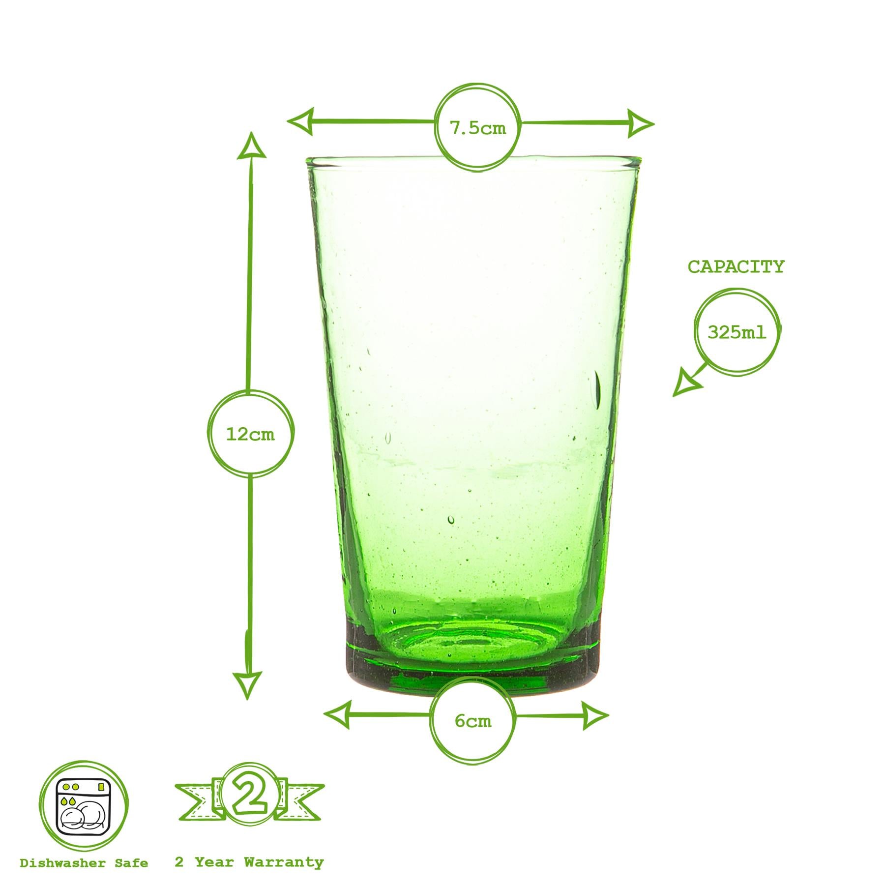 Meknes Recycled Highball Glass - 325ml - Green