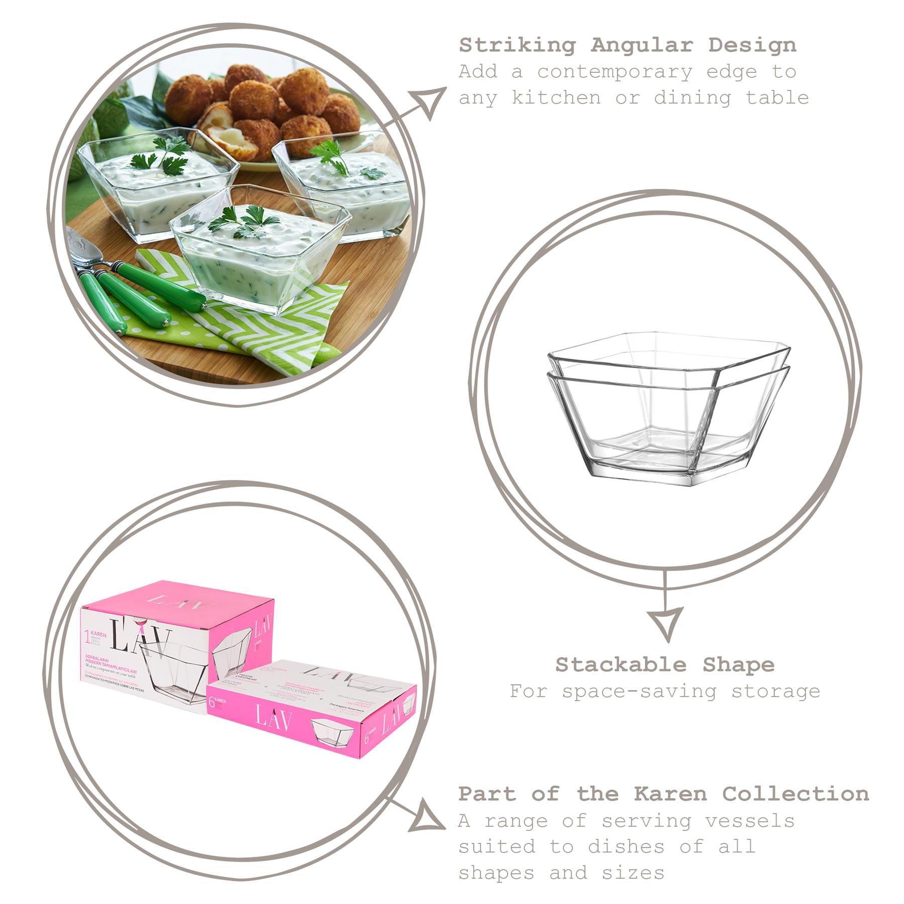 10.5cm Karen Stacking Glass Serving Bowl