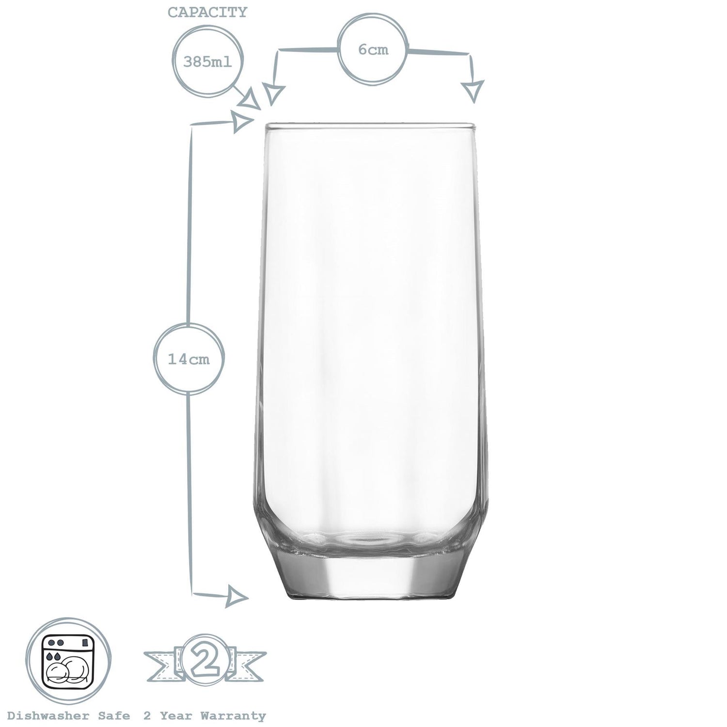 Diamond Highball Glass - 385ml