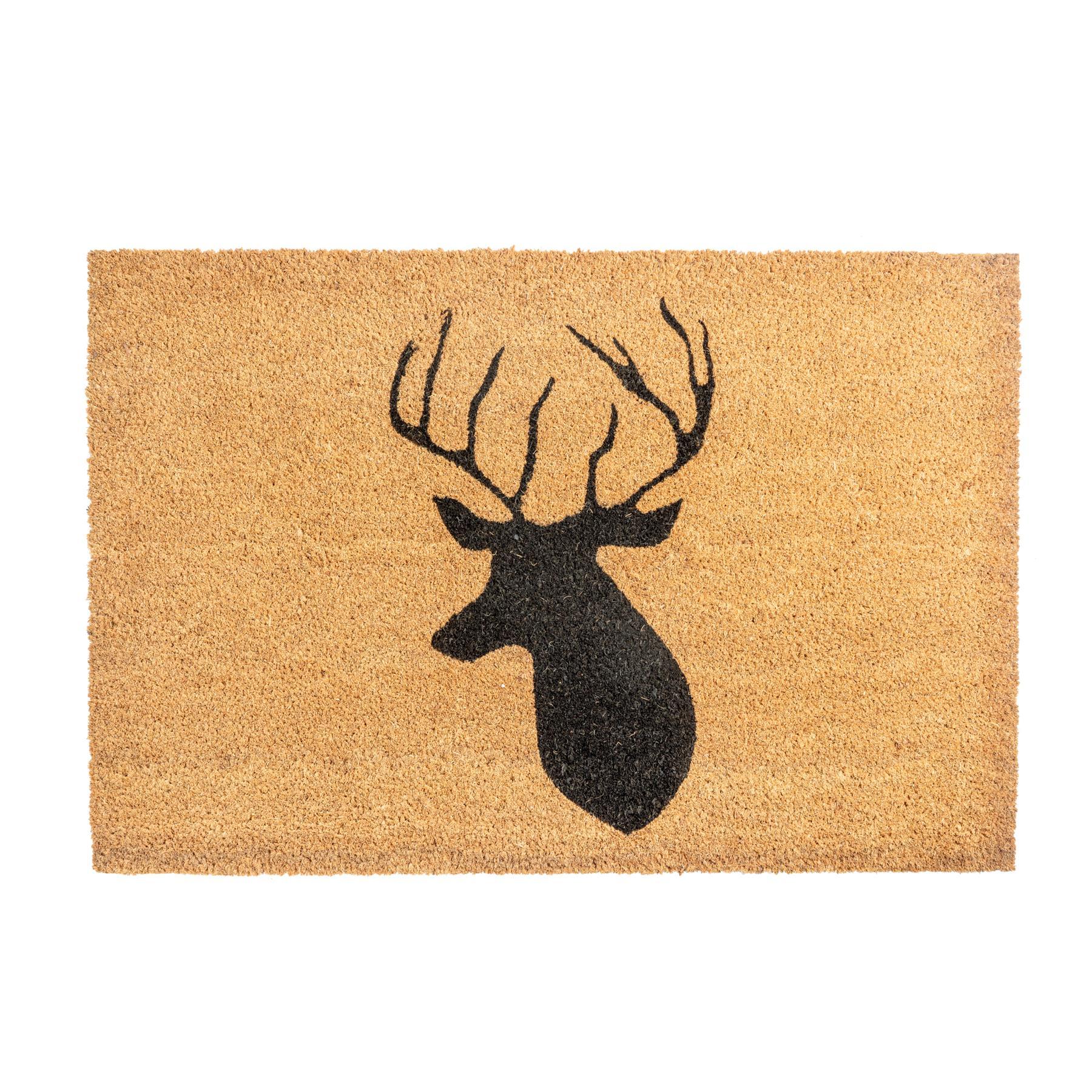 Nicola Spring Non-Slip Coir Door Mat - 90 x 60cm - Stag