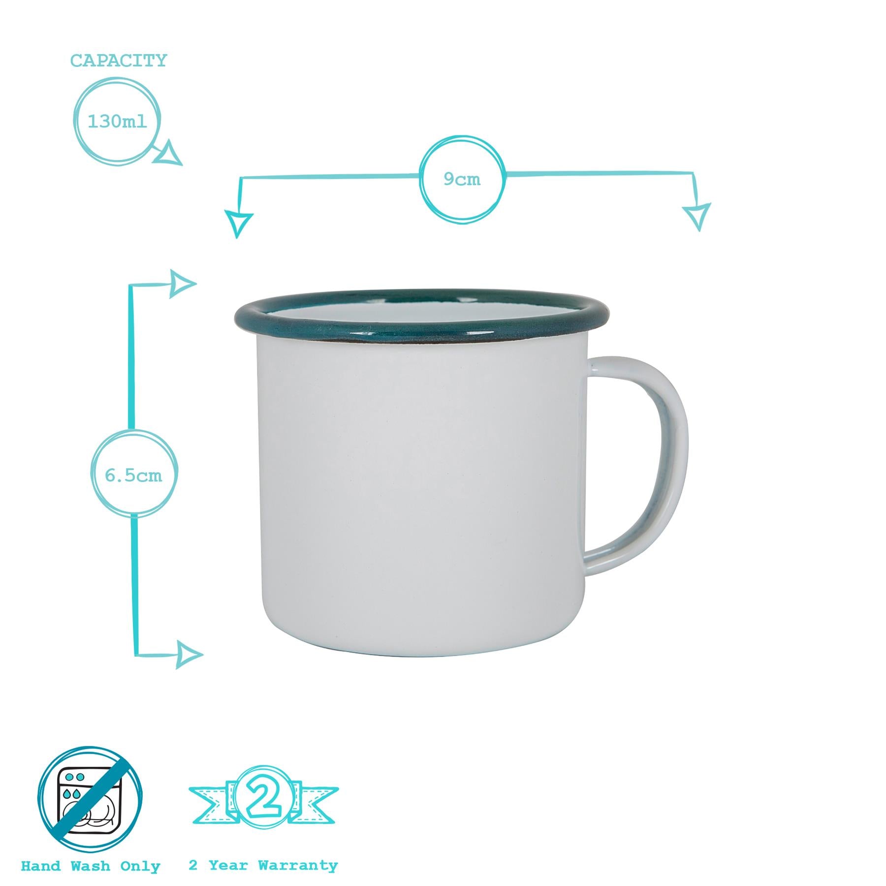 White Enamel Mug - 375ml - Green