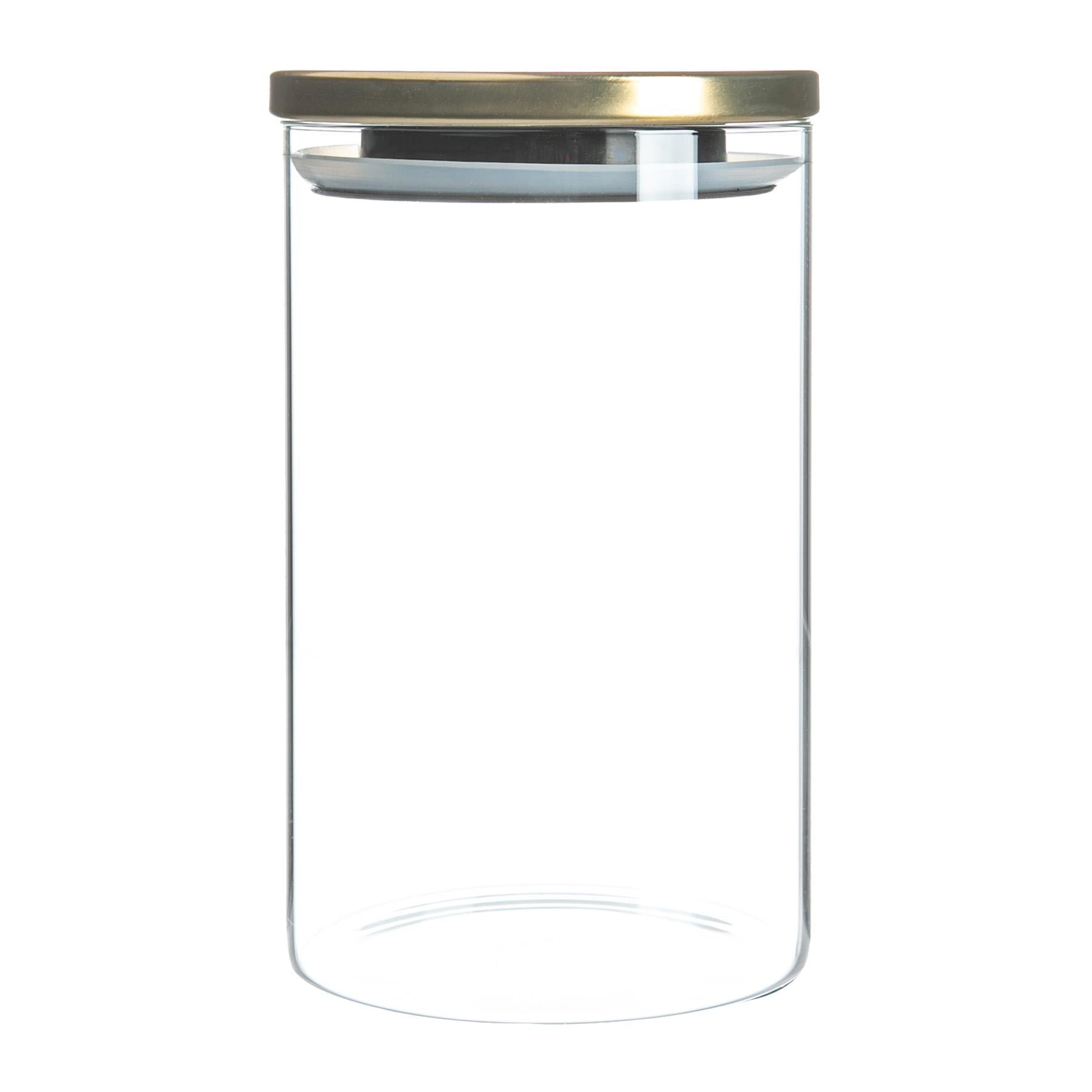 Argon Tableware Glass Storage Jar with Metal Lid - 1 Litre - Gold