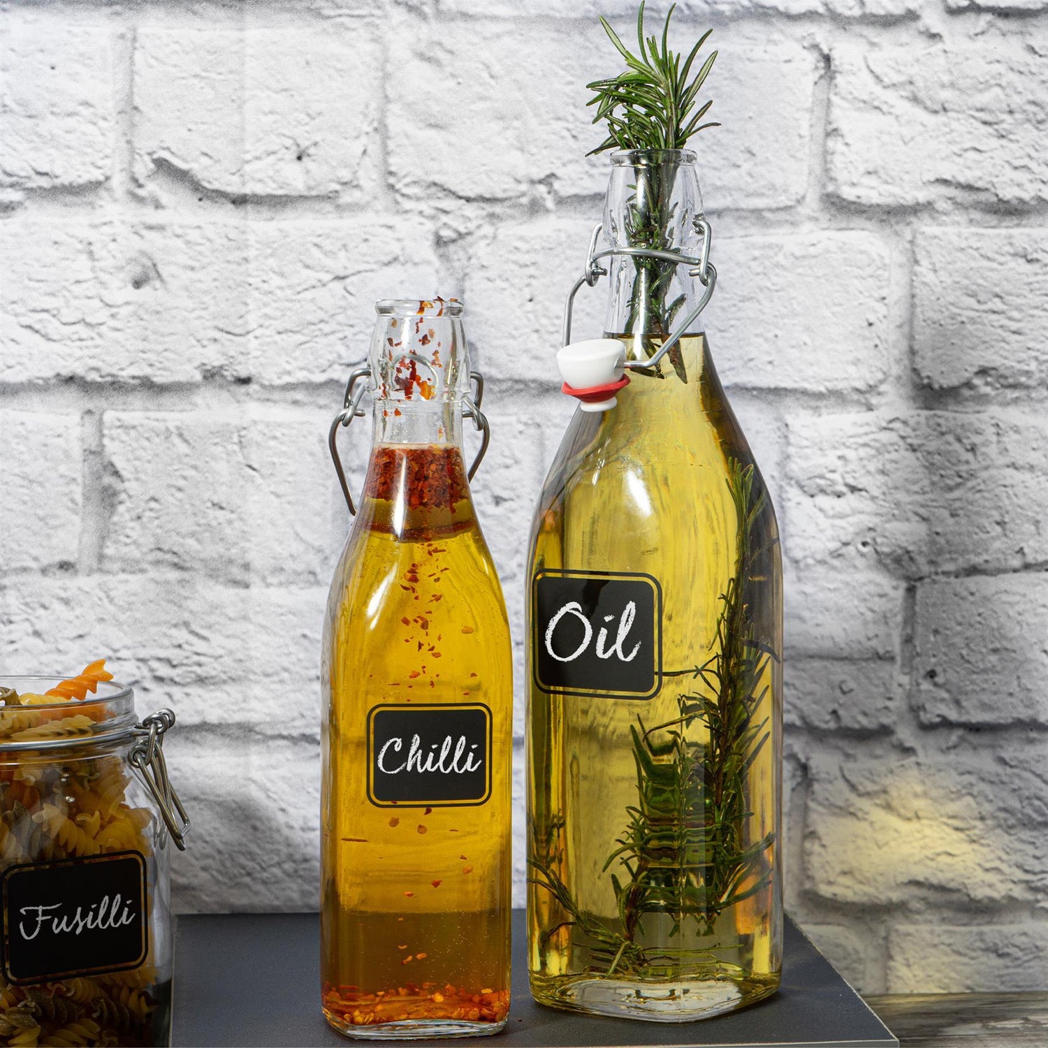 Lavagna Glass Swing Top Bottle with Chalkboard Label - 1L