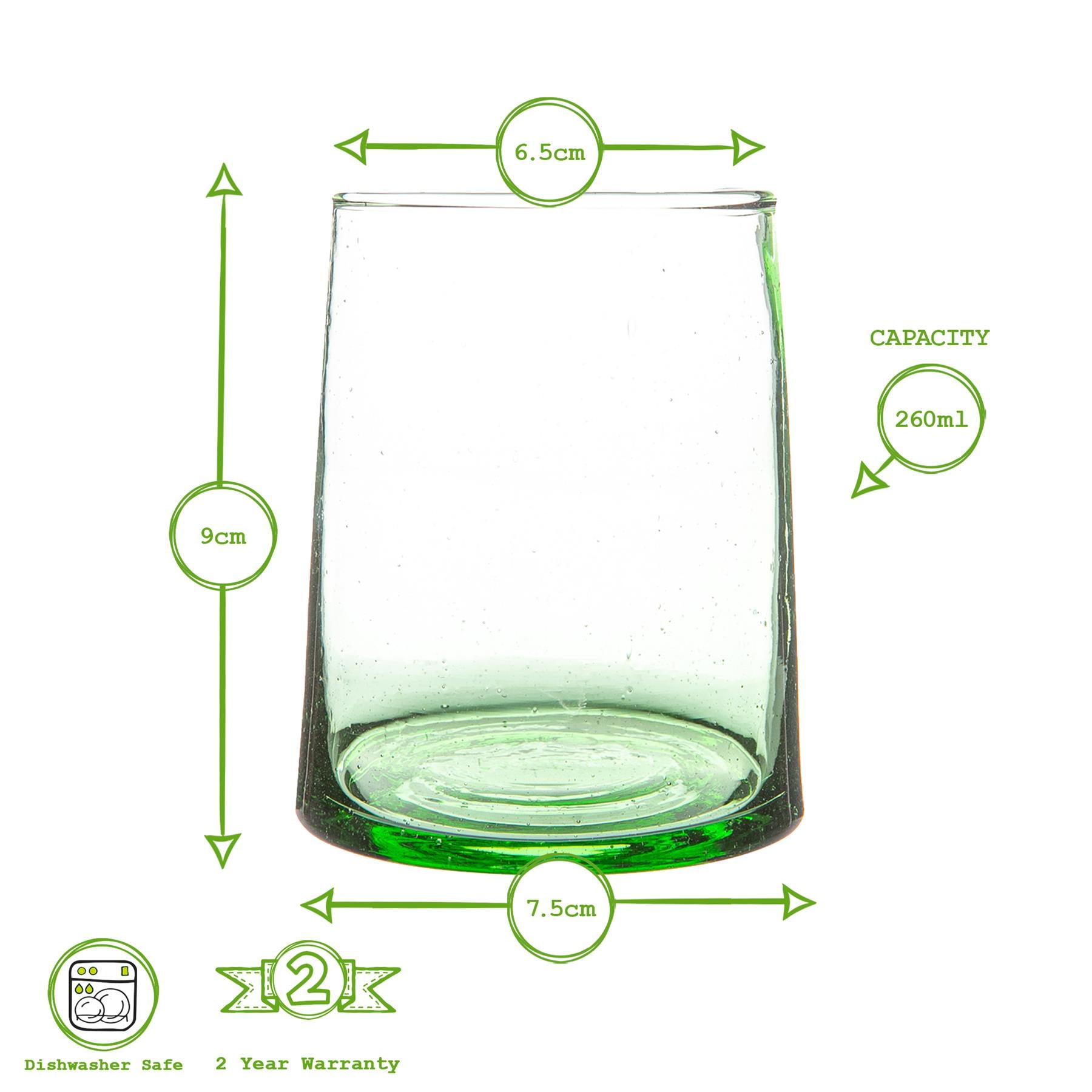 Merzouga Recycled Tumbler Glass - 260ml - Green