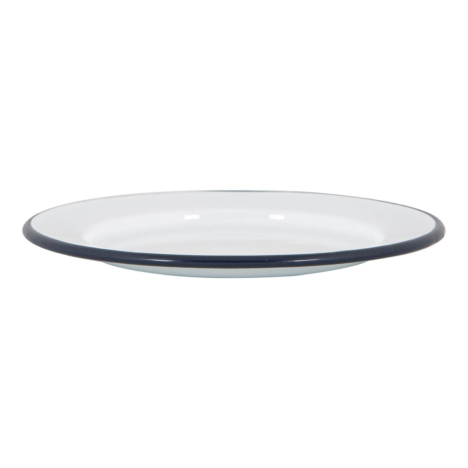 White Enamel Side Plate - 20cm - Navy