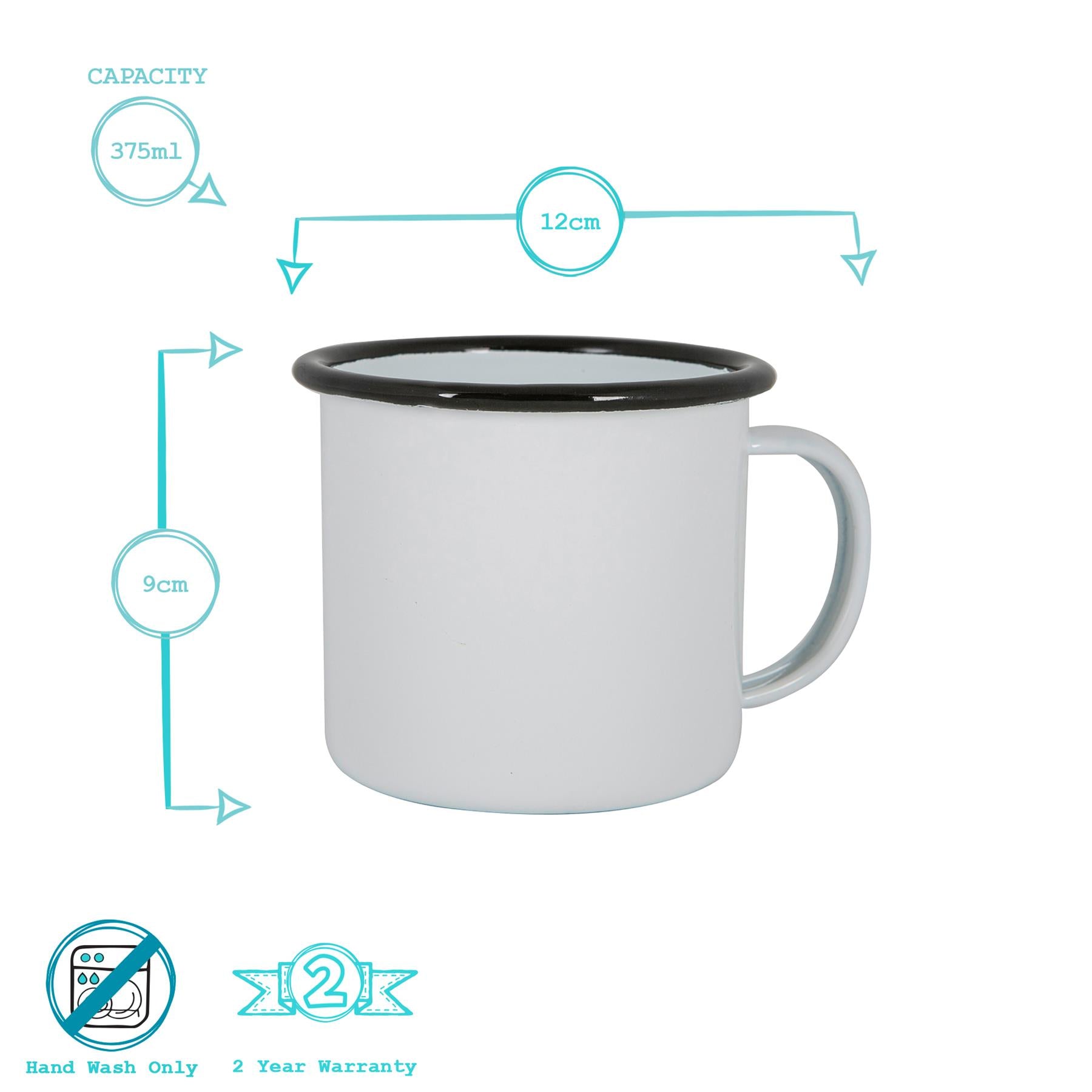 White Enamel Mug - 375ml - Black