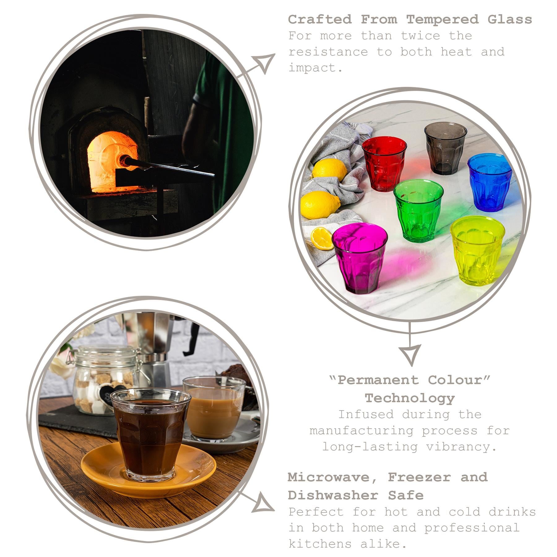 Multicolour 250ml Picardie Water Glass