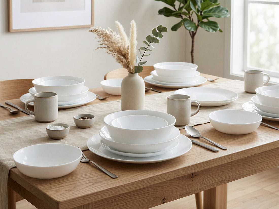 White Plates, Cups and Bowls