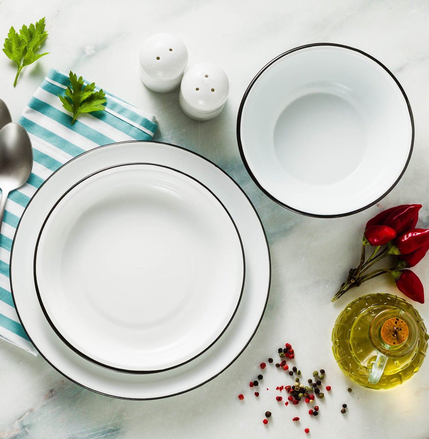 Enamel Plates, Cups &amp; Bowls