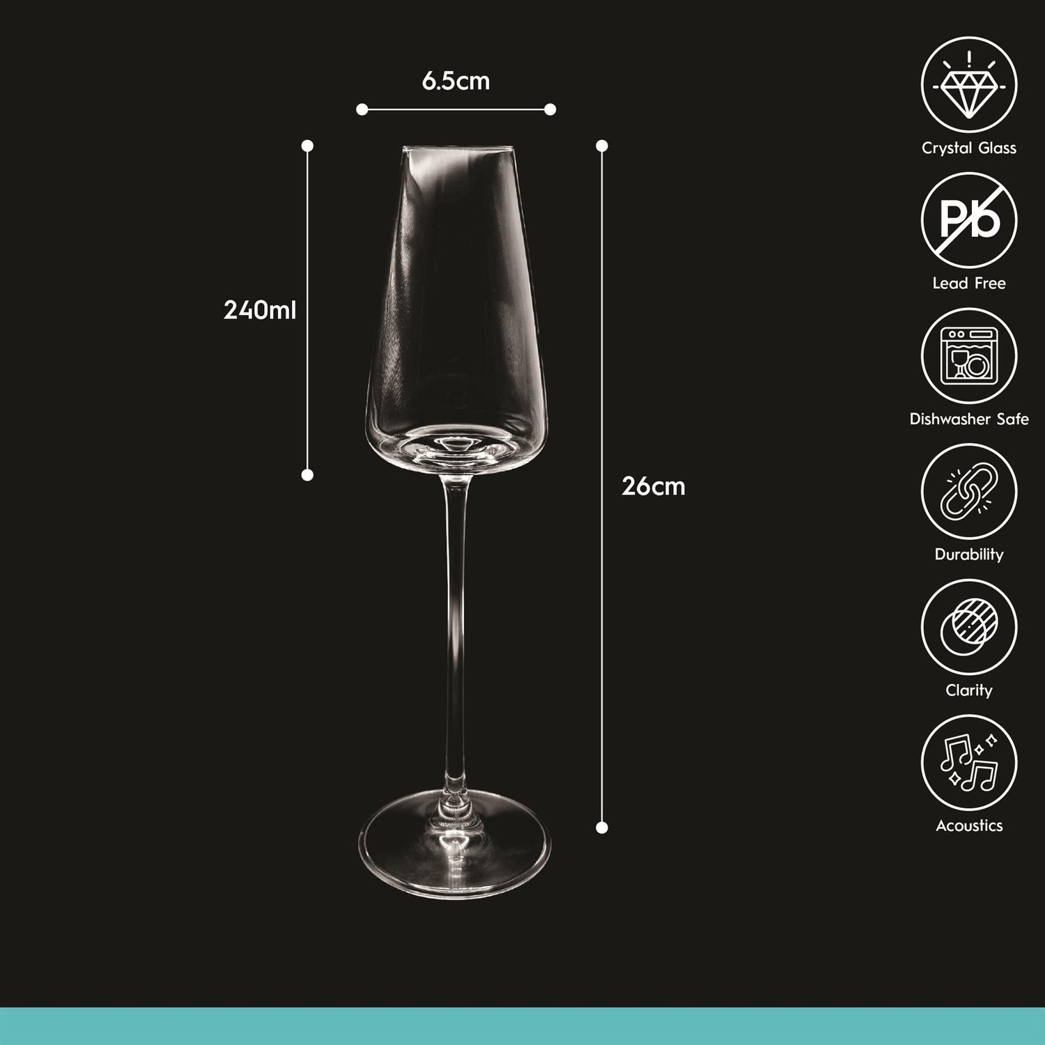 240ml Dulwich Crystal Champagne Flute