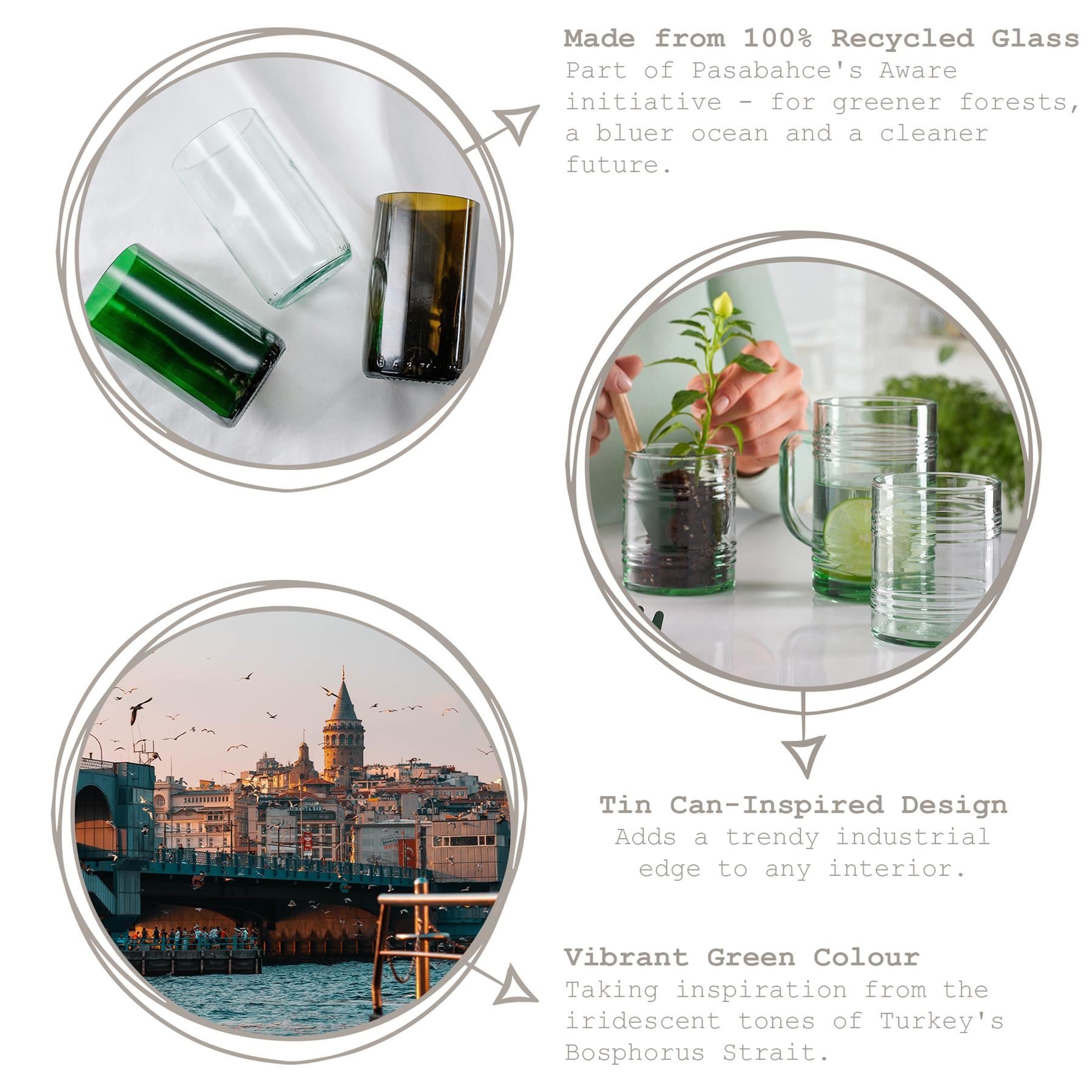 400ml Aware Tincan Recycled Glass Mug - Green