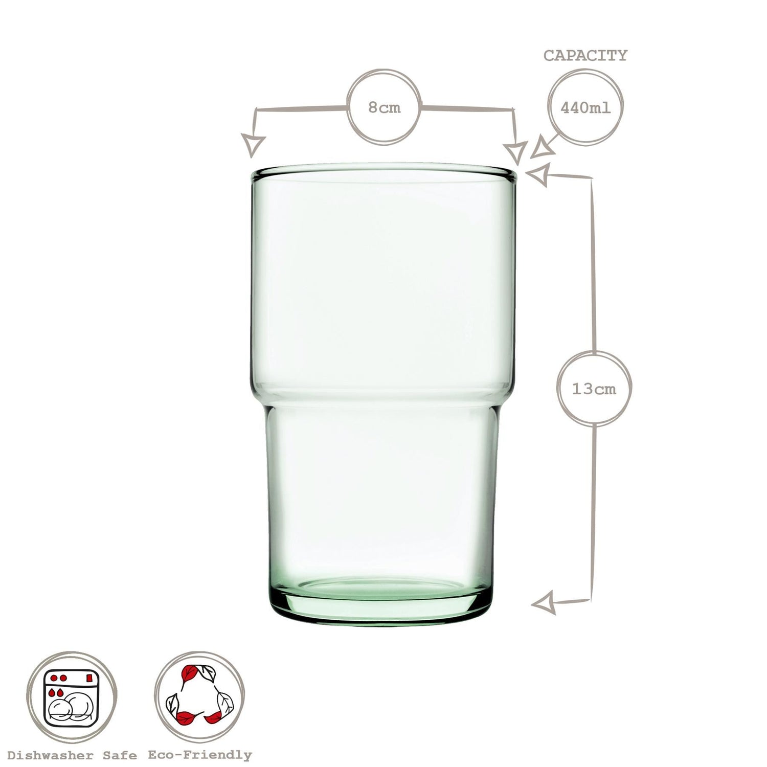 440ml Aware Hill Recycled Stacking Highball Glass - Green