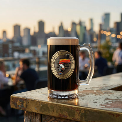 Guinness Toucan Glass Tankard with Badge