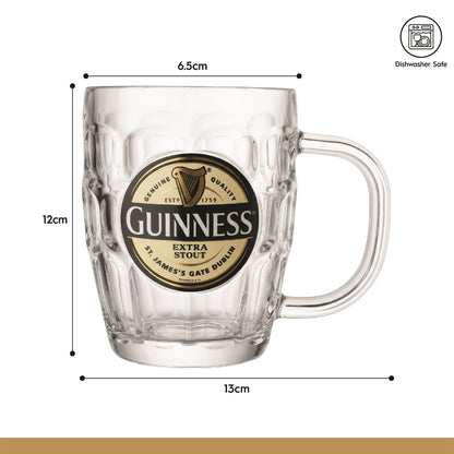 Guinness Label Dimpled Glass Tankard
