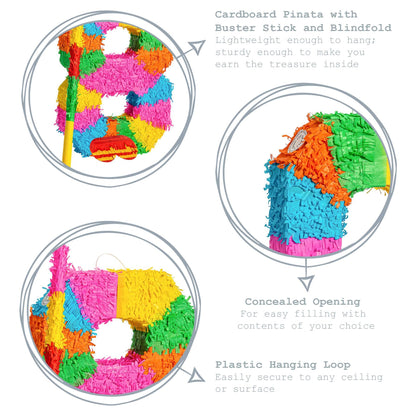 Number 8 Pop-Out Pinata with Blindfold - 35cm x 7.5cm x 50cm