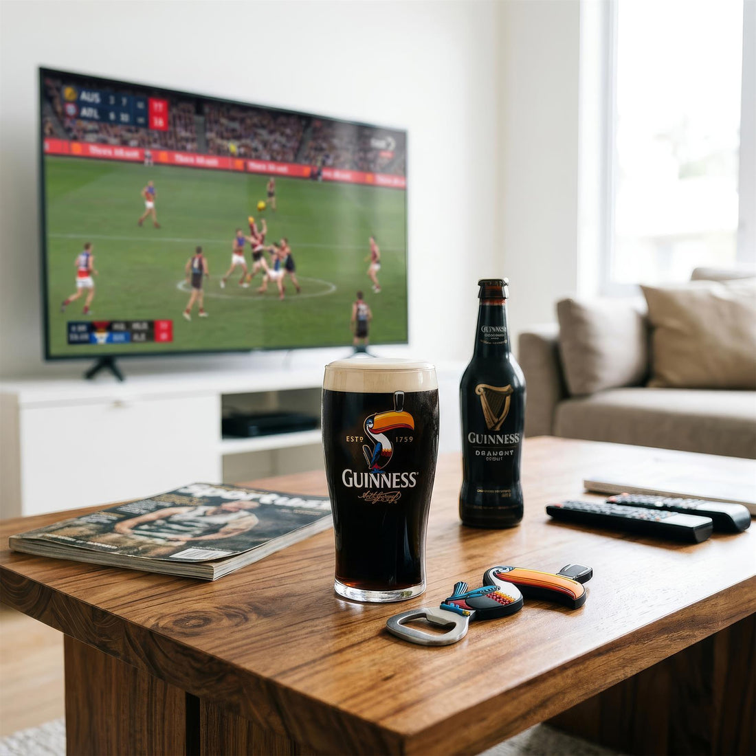 Guinness 2 Piece Toucan Pint Glass Set with Bottle Opener