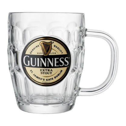 Guinness Label Dimpled Glass Tankard