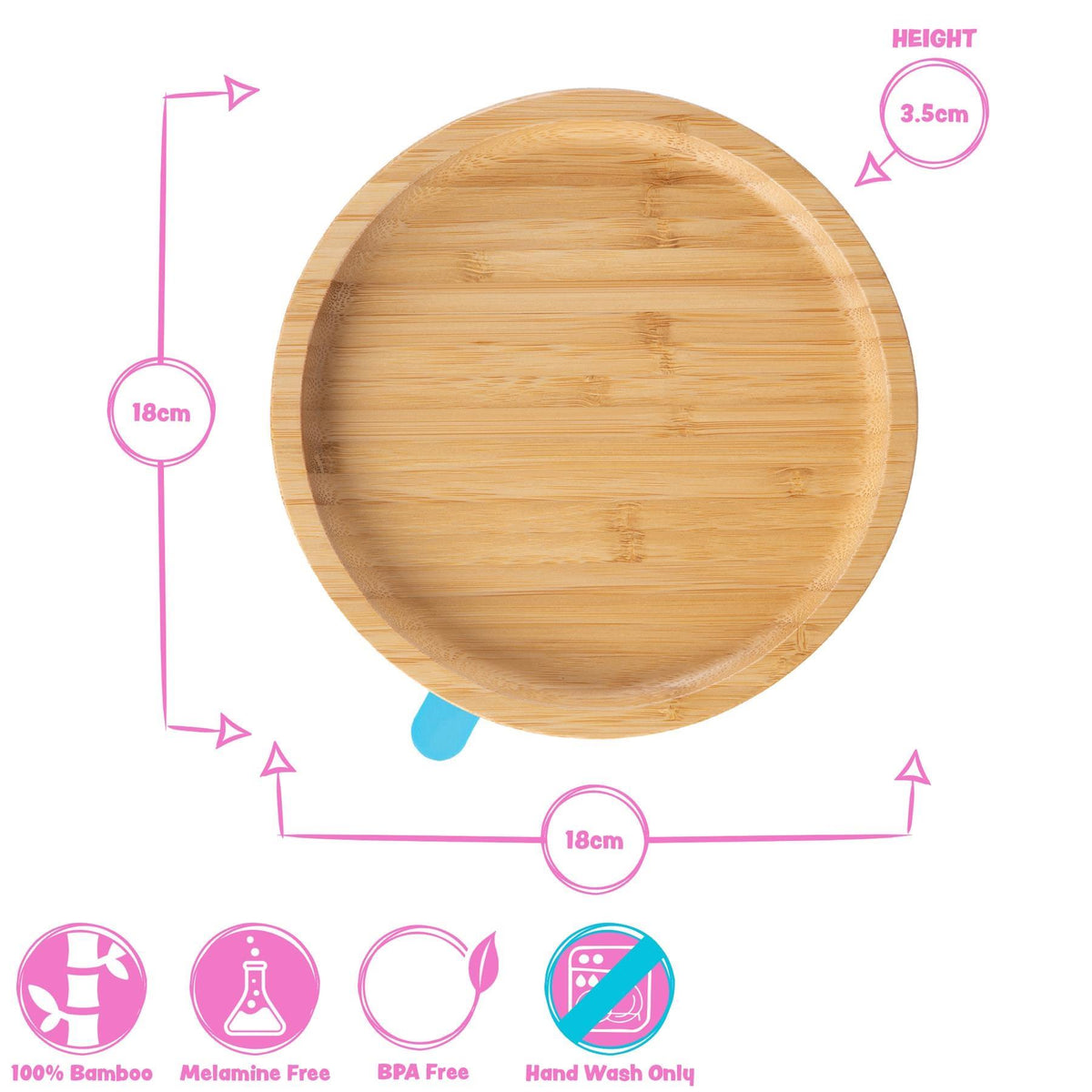 Round Bamboo Baby Suction Plate