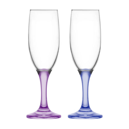 190ml Misket Glass Champagne Flute - Coloured Stem