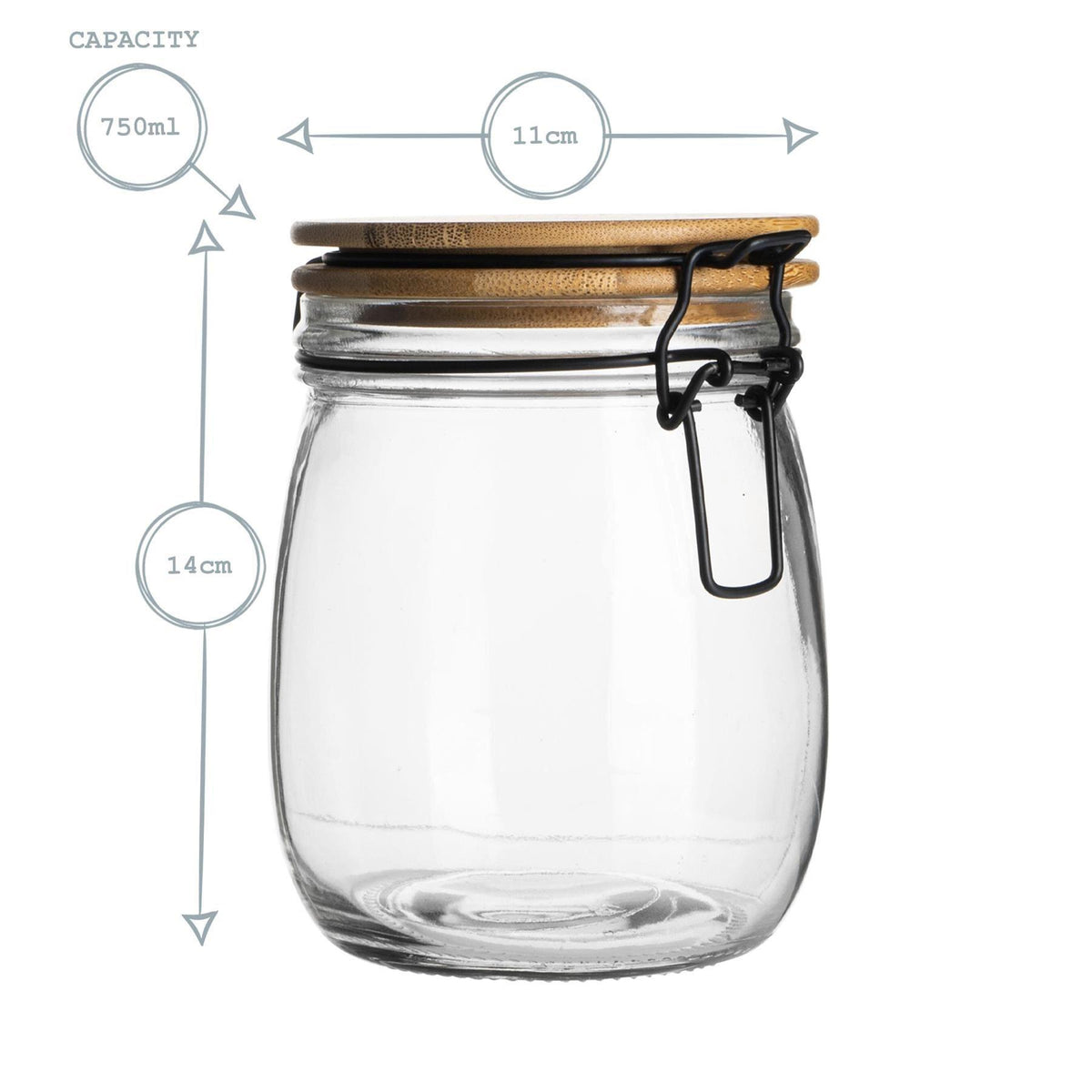 750ml Scandi Glass Storage Jar with Clip-Top Lid