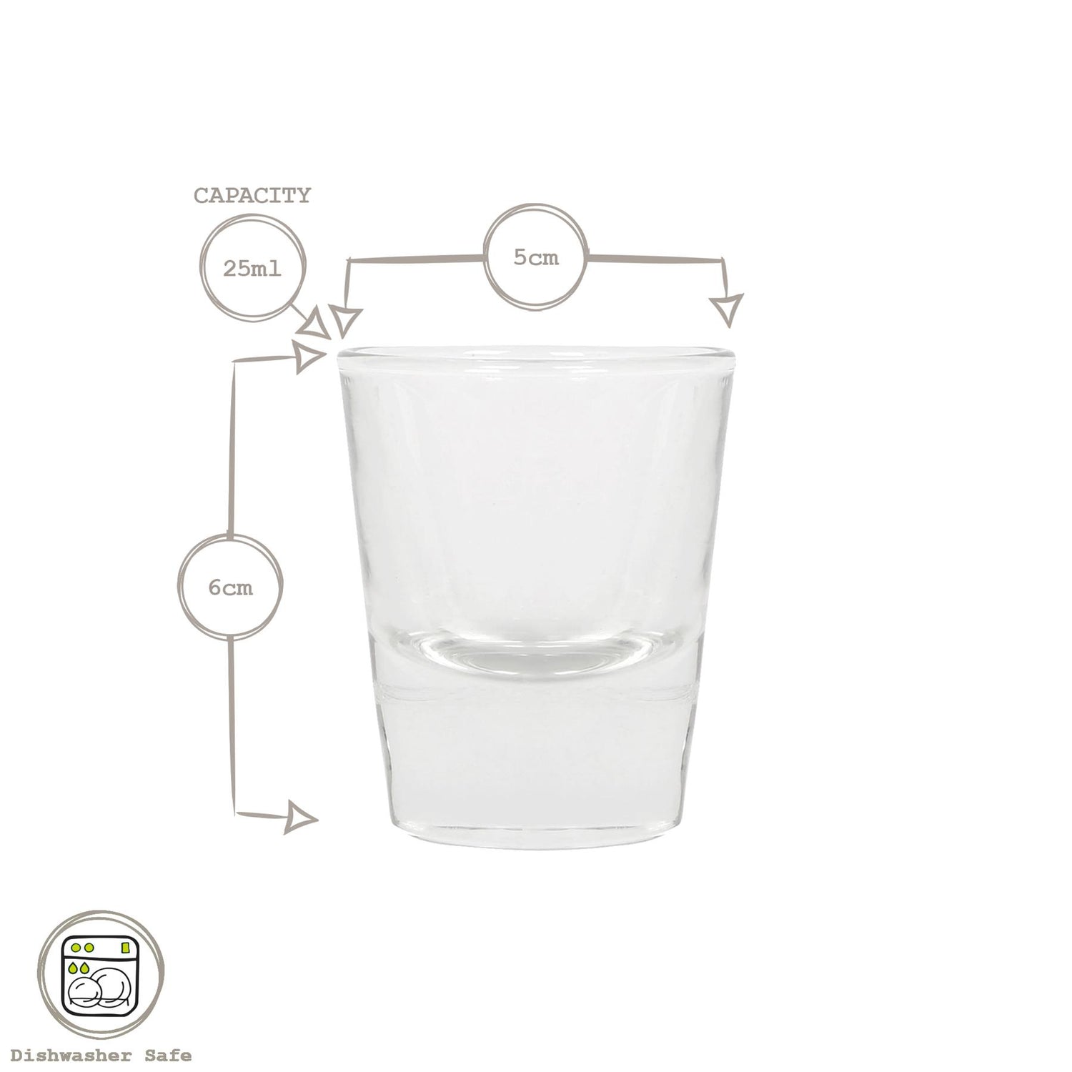 25ml Wide Shot Glasses - Pack of Six