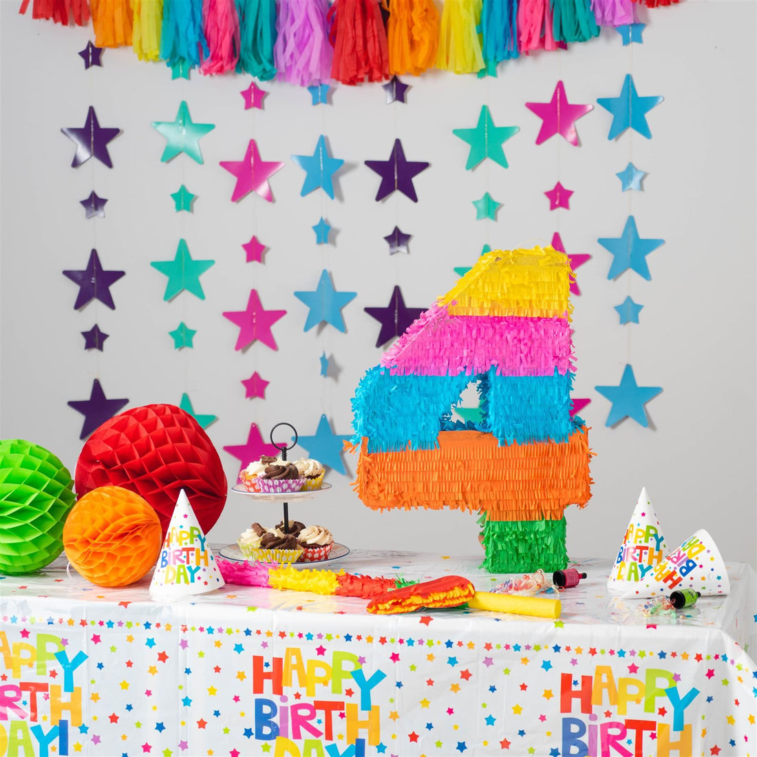 Number 4 Pop-Out Pinata with Blindfold - 35cm x 7.5cm x 50cm