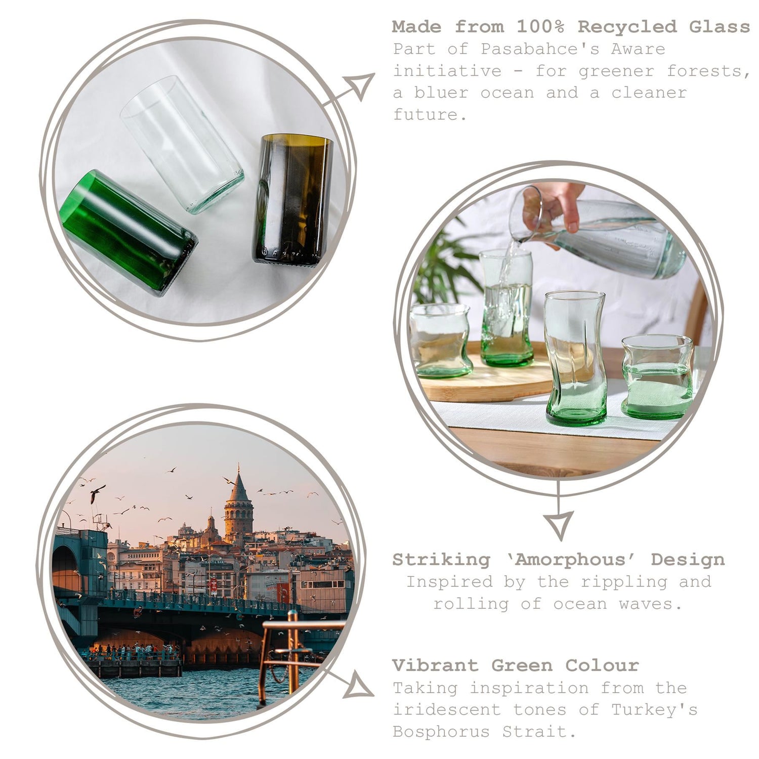400ml Aware Amorf Recycled Highball Glass - Green