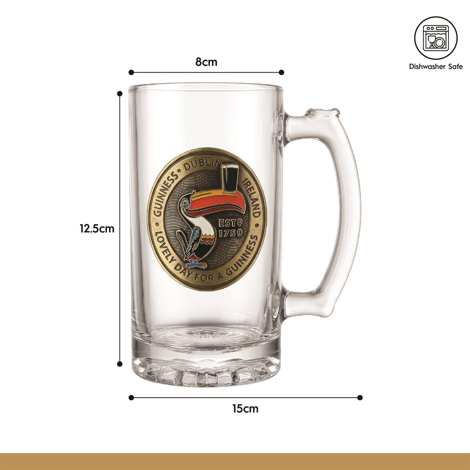 Guinness Toucan Glass Tankard with Badge