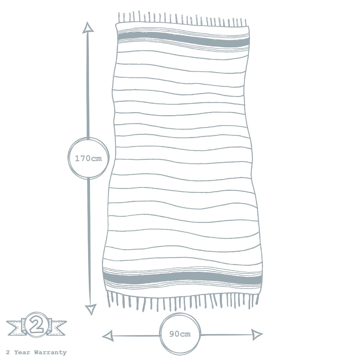 100% Cotton Turkish Beach Towel - Charcoal - 170cm x 90cm