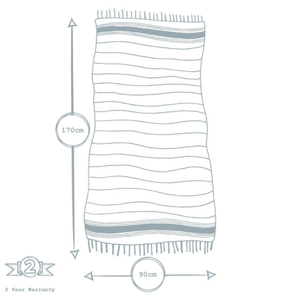 100% Cotton Turkish Beach Towel - Charcoal - 170cm x 90cm