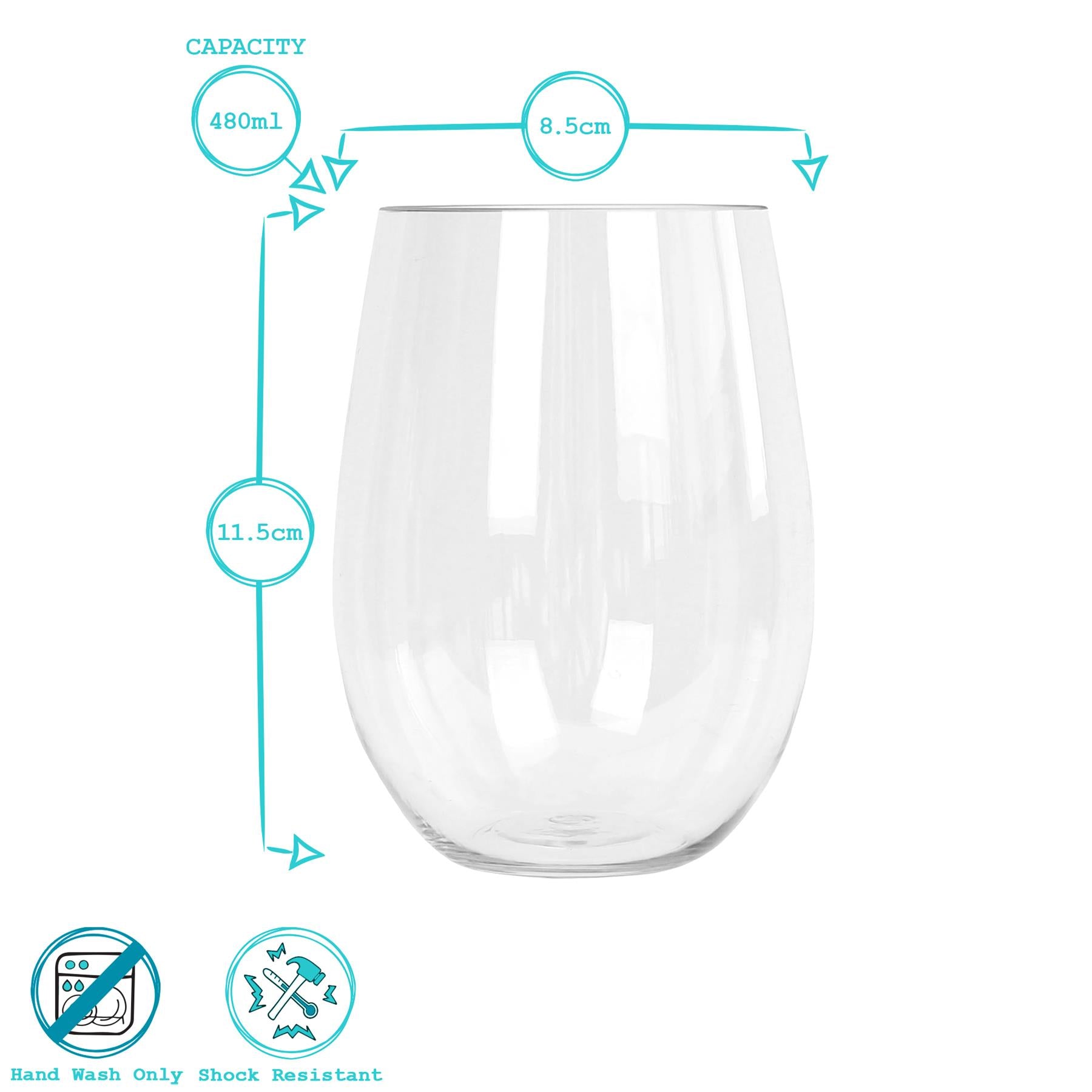 480ml Reusable Plastic Stemless Wine Glass